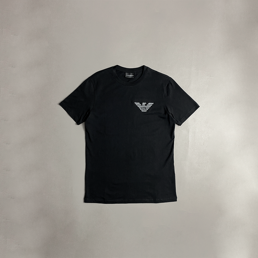 Camiseta Emporio Armani preta aguia texturizada