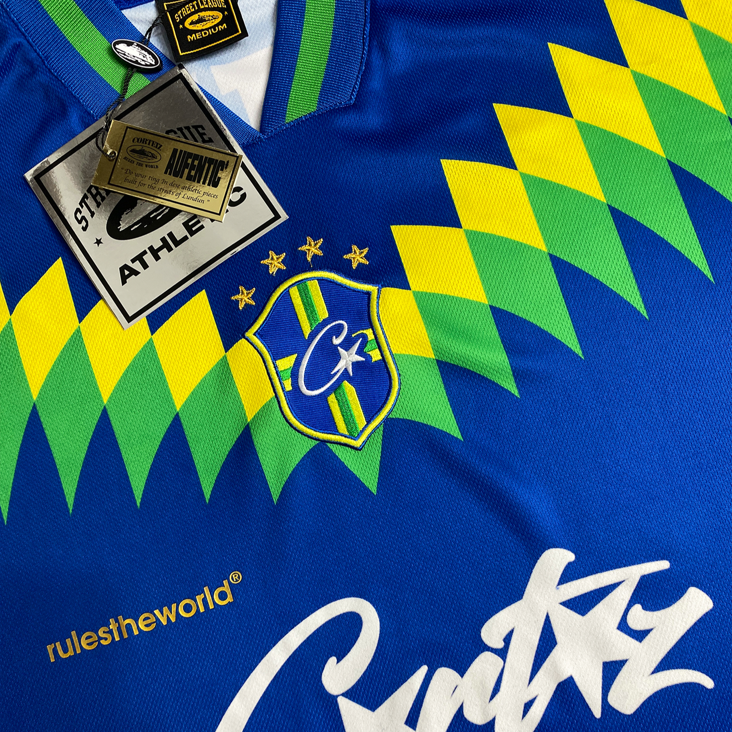 Camiseta Corteiz  Jersey American Club Brazil Azul